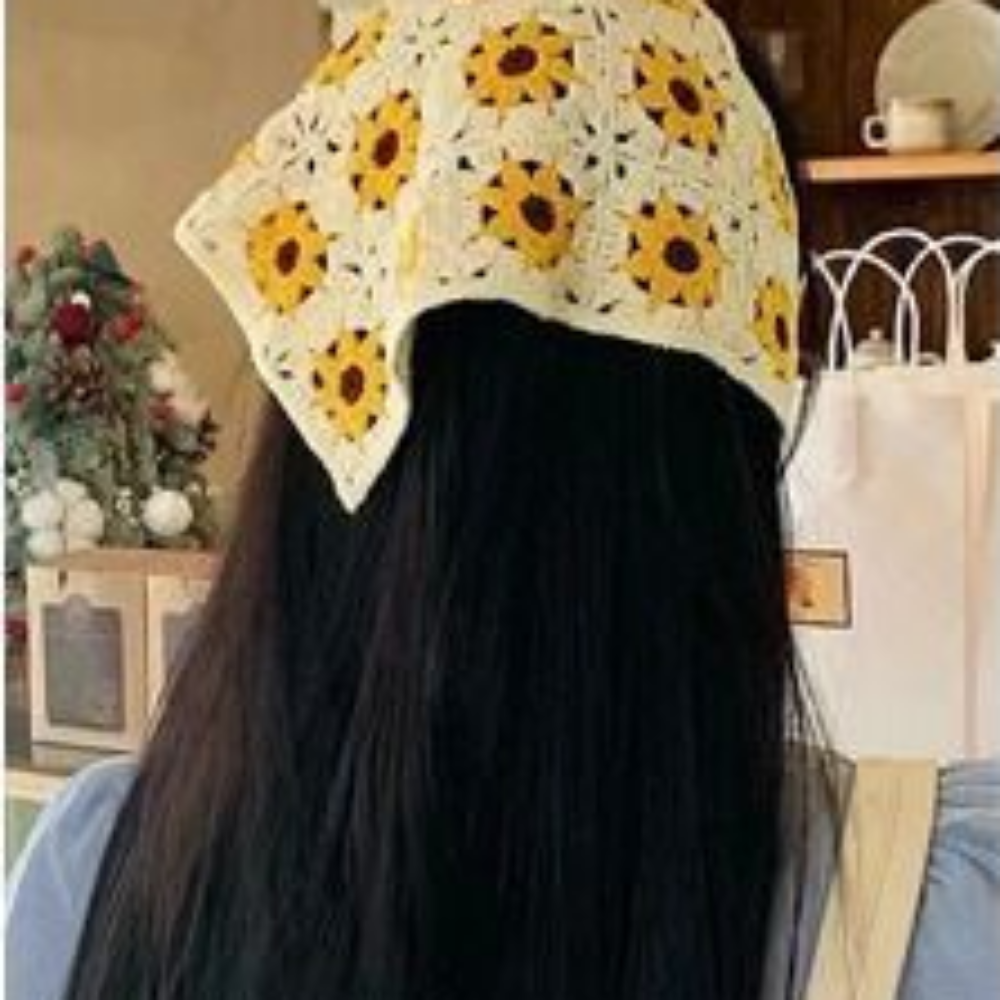 예쁜 여성 삼각두건 반다나 스카프 헤어 여름 레이스 꽃무늬 페이즐리 페션 요리 플라워 실내 이미지 6