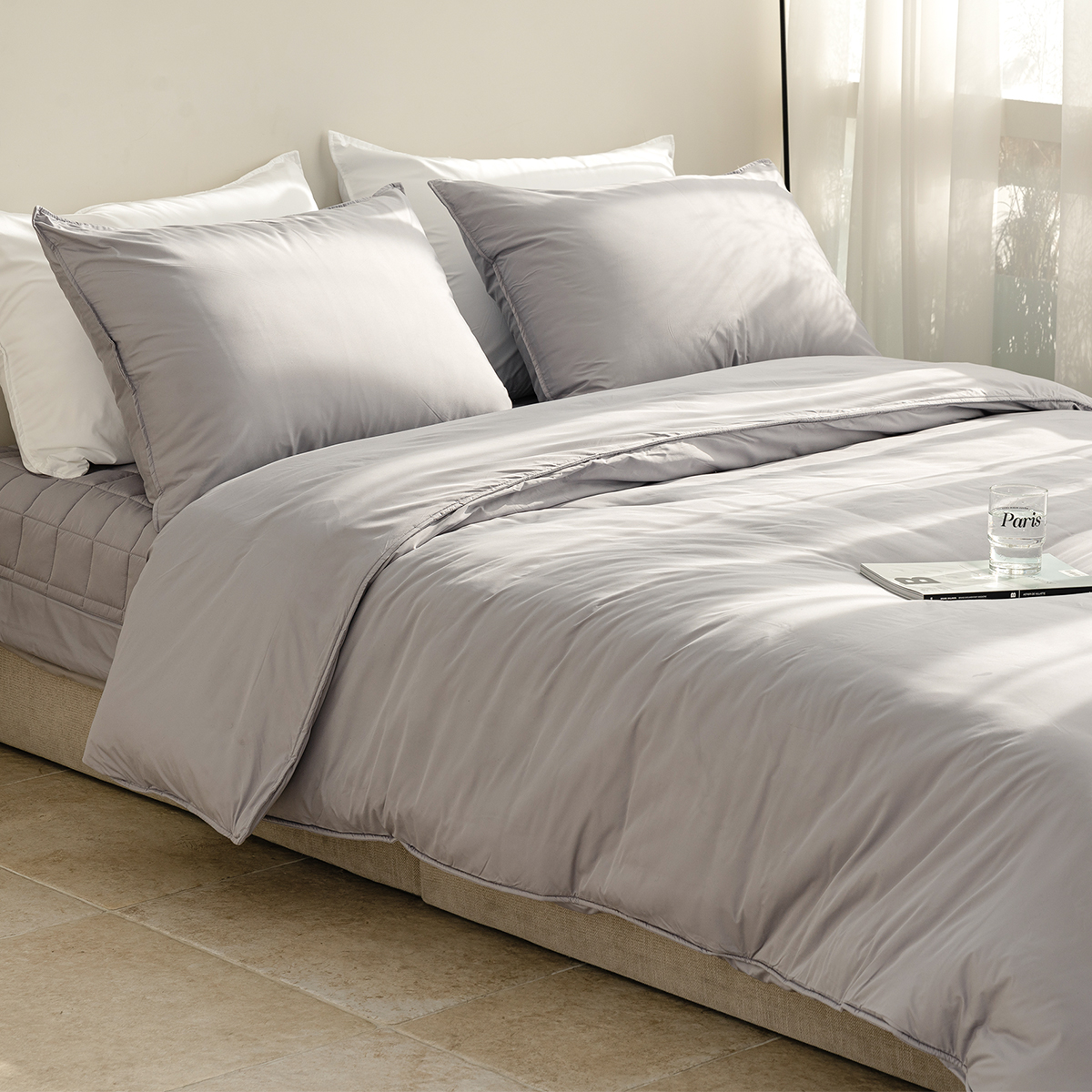 모닝 호텔이불 신혼 알러지케어 먼지없는 사계절 이불세트 그레이, Q(퀸)