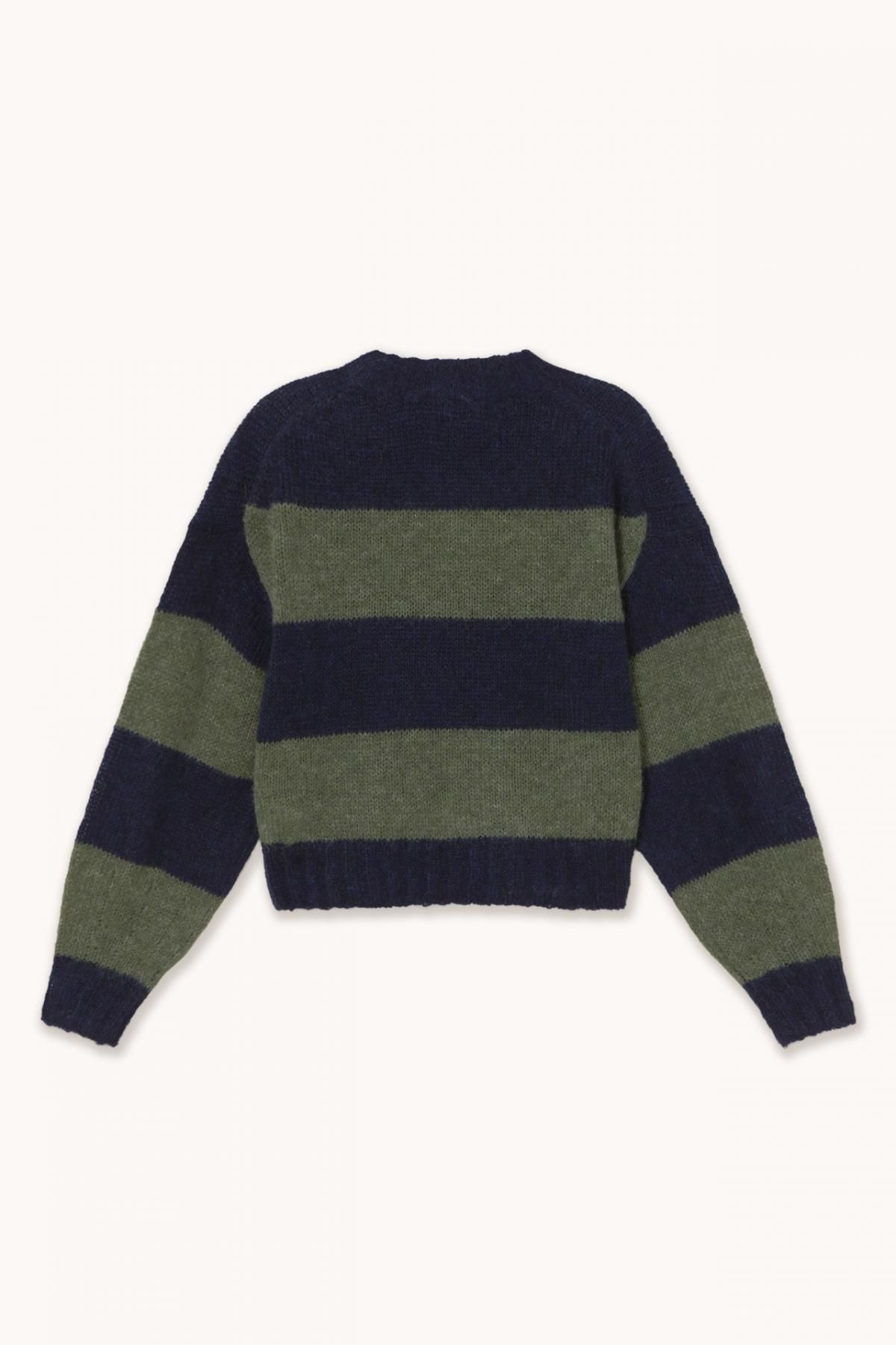 타이니코튼 오버핏 스트라이프 라운드넥 스웨터 AW25-673S25 AZUL MARINO / CAQUI - 상세 이미지 2
