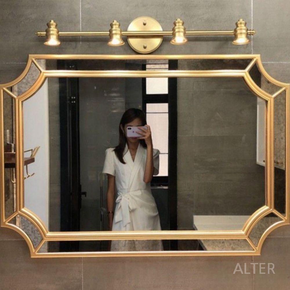 벽거울 프레임 화장대 욕실 미용실 엔틱 고급 86x120cm 골드 거울+터치 LED - 상세 이미지 5