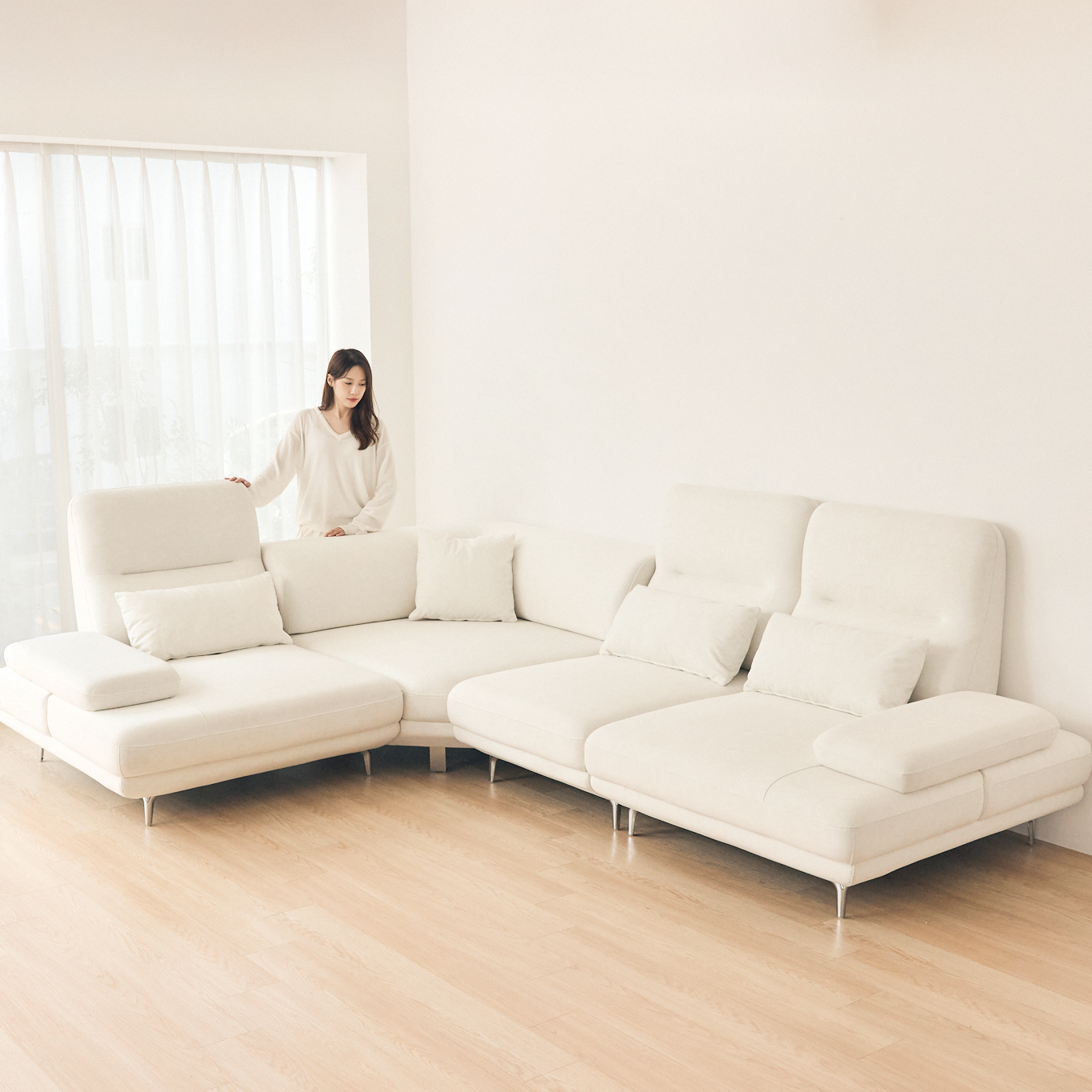 더뉴폼 엘나스 5인용 코너형 아쿠아텍스 이지클린 기능성 갤럭시 패브릭 스윙 소파