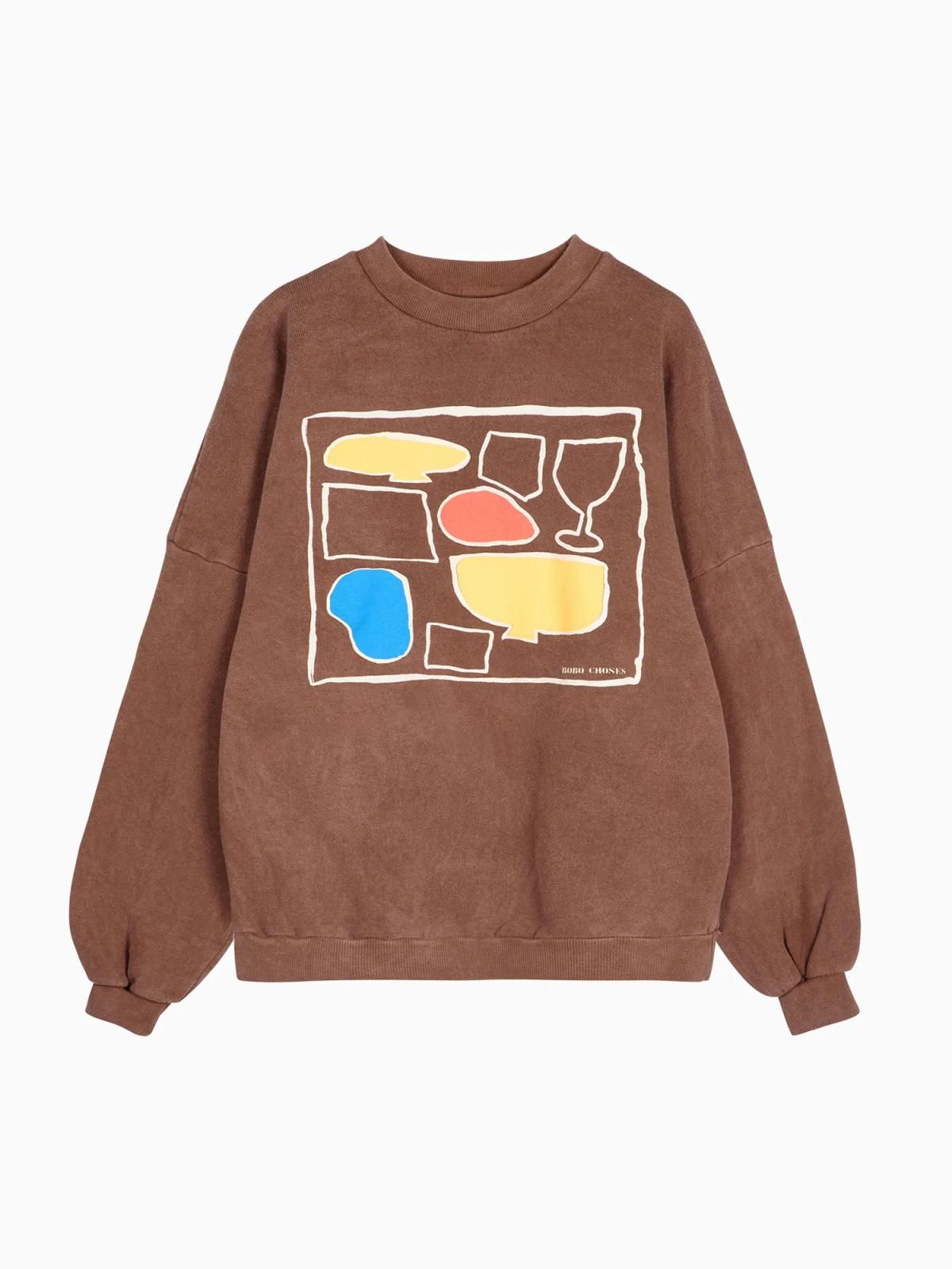 보보쇼즈 아트 그래픽 버건디 스웨트셔츠 B225AD017 ONE COLOR - 상품 이미지