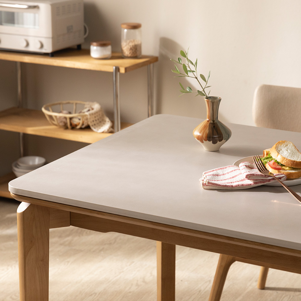 [4인 식탁] 미코하임 디에르 원목 18T 포세린 양면 세라믹 카페 식탁 테이블 1400mm, 내추럴