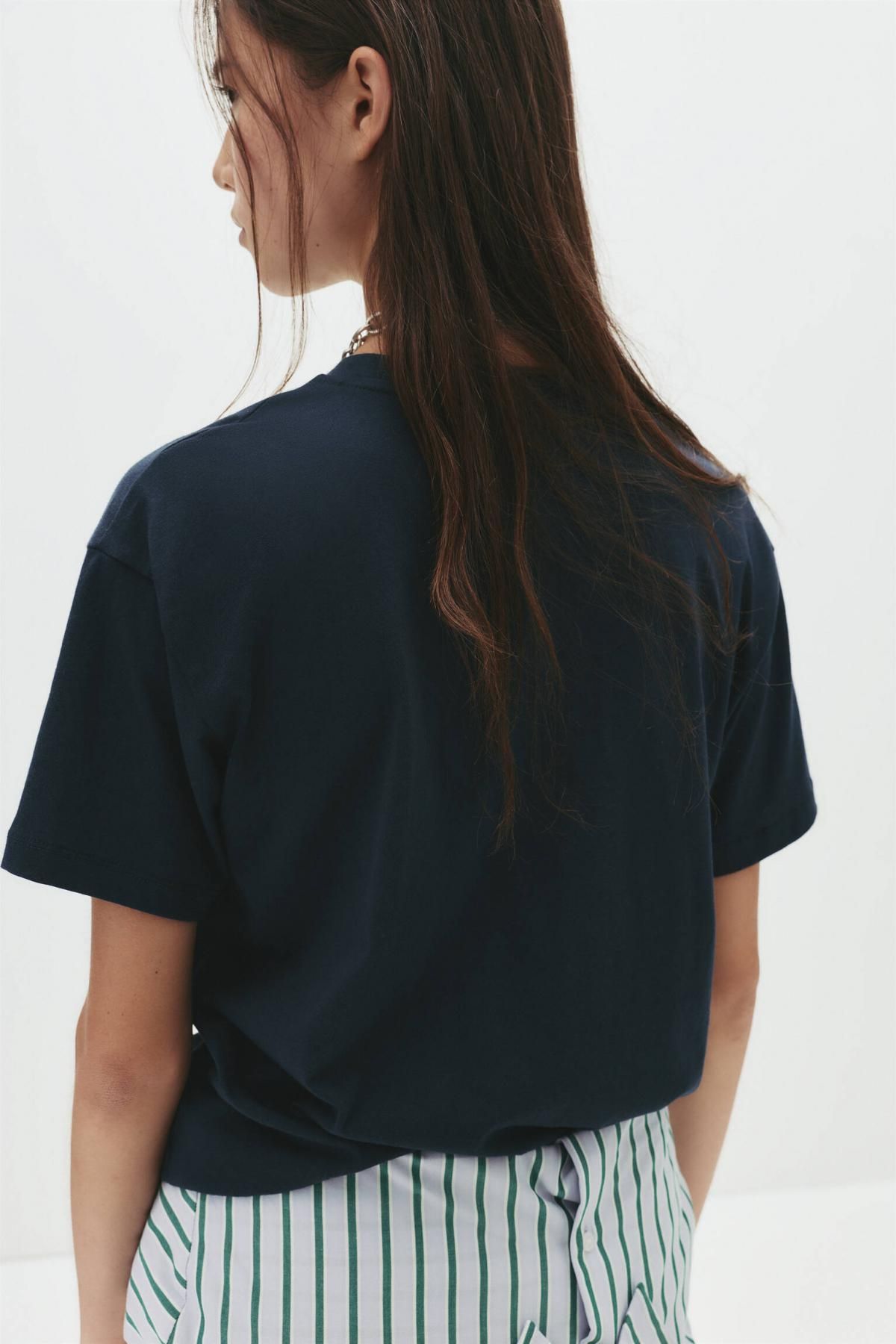 풀앤베어 플로럴 그래픽 코튼 반팔 티셔츠 7152/318 NAVY - 상세 이미지 3