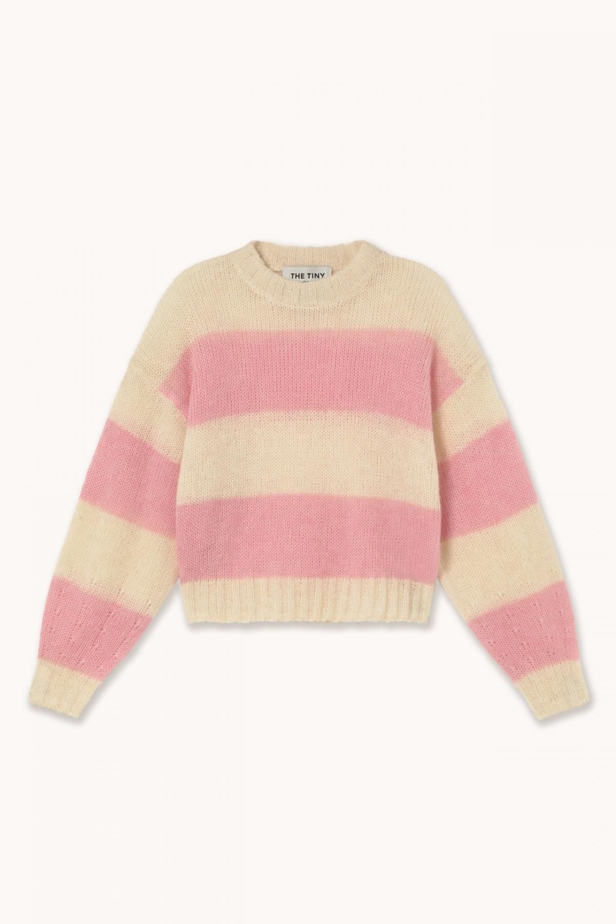 타이니코튼 파스텔 핑크 스트라이프 라운드넥 스웨터 AW25-673S24 VAINILLA / ROSA PASTEL - 상품 이미지
