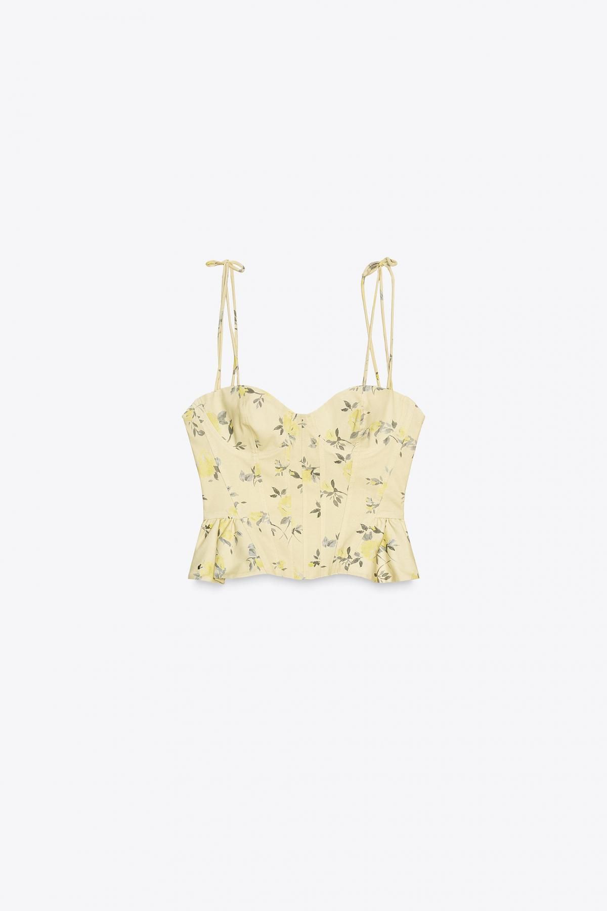 자라 플로럴 포플린 스트랩 탑 3152/115 YELLOW - 메인 이미지