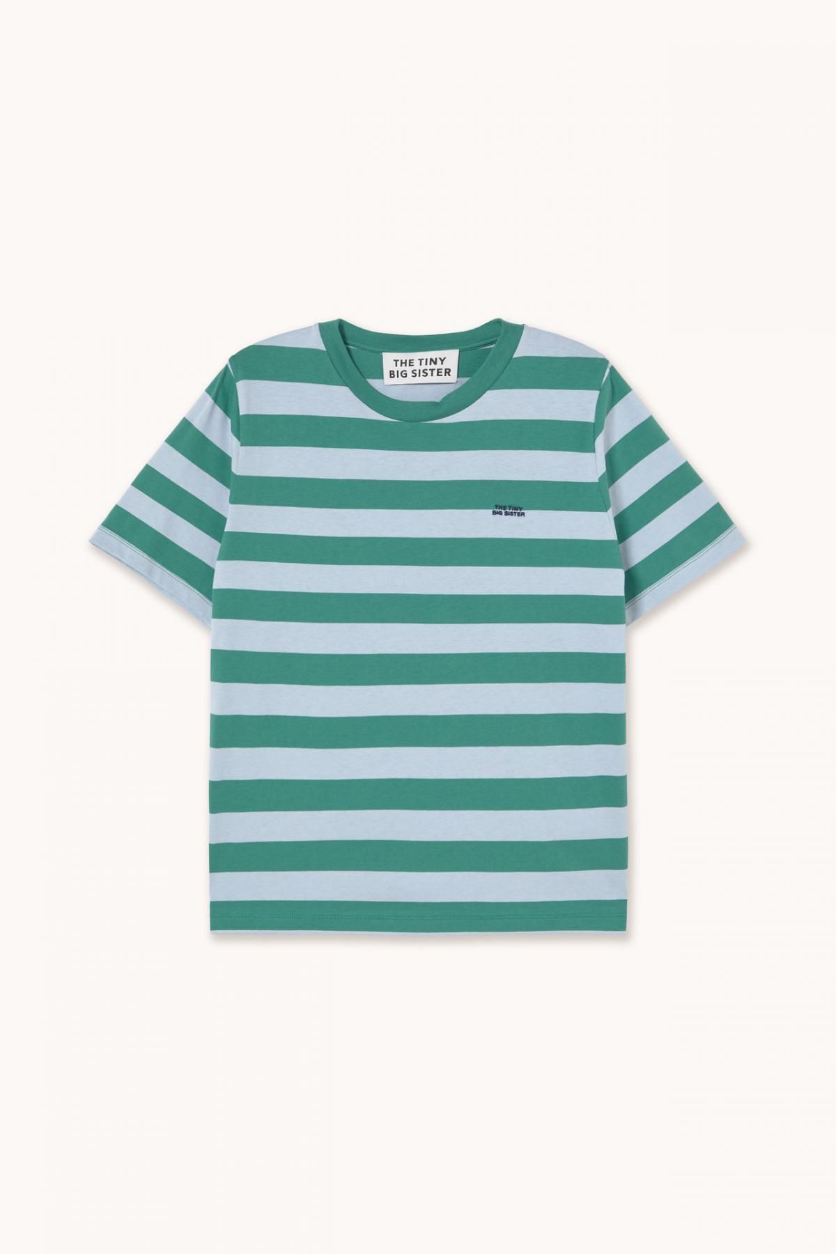 타이니코튼 그린 블루 스트라이프 반팔 티셔츠 AW25-776S44 VERDE OSCURO / AZUL LAVADO - 메인 이미지