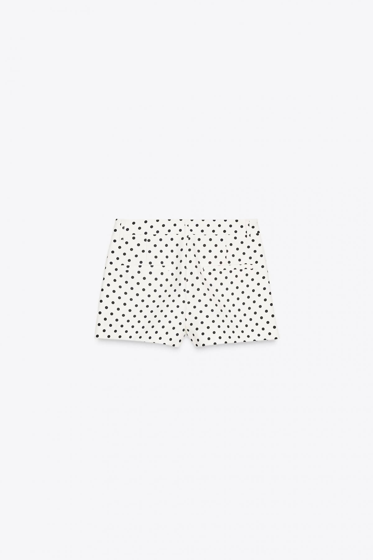 자라 미드웨이스트 도트 패턴 반바지 3067/506 BLACK / WHITE - 상세 이미지 4