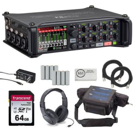 [해외]헤드폰과 함께 번들로 제공되는 Zoom F8n Pro 8-입력/10트랙 멀티트랙 필드 레코더 + 케이스 AA 배터리 2개 64GB 메모리 카드 20피트 XLR 케이블 청소용