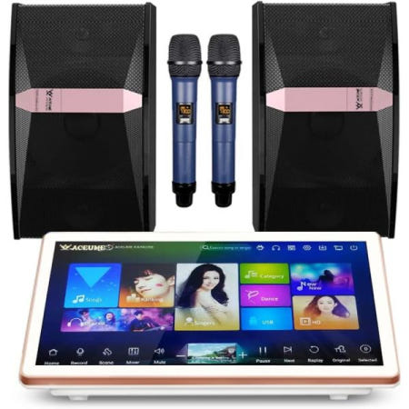 ACEUME WWW.ACEUME.COM. [해외]DAM520-01 5TB HDD 10만 중국 영어 대만 광둥어 노래 19인치 데스크탑 터치스크린 노래방 플레이어 마이크 스피커 세트