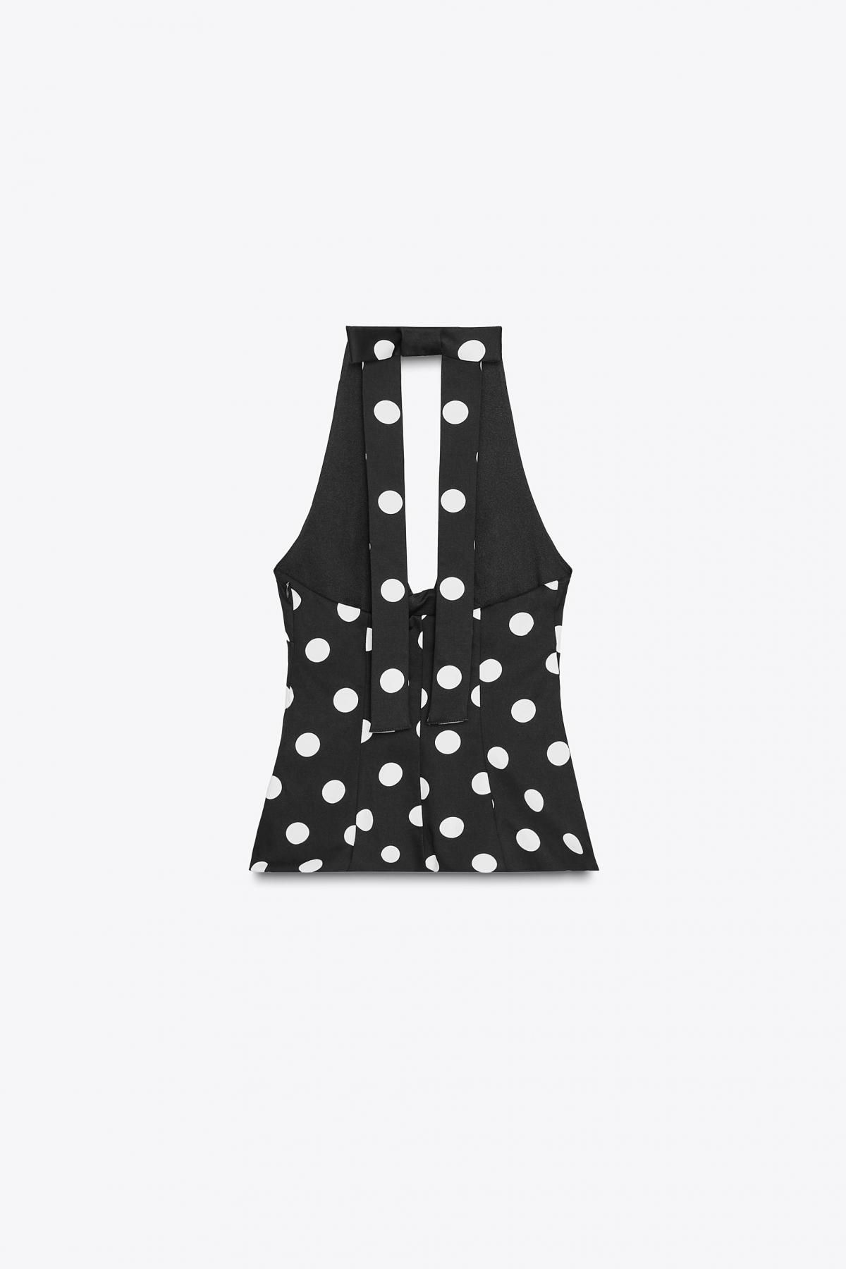 자라 폴카도트 홀터넥 백리본 민소매탑 3067/120 BLACK / WHITE - 상세 이미지 5