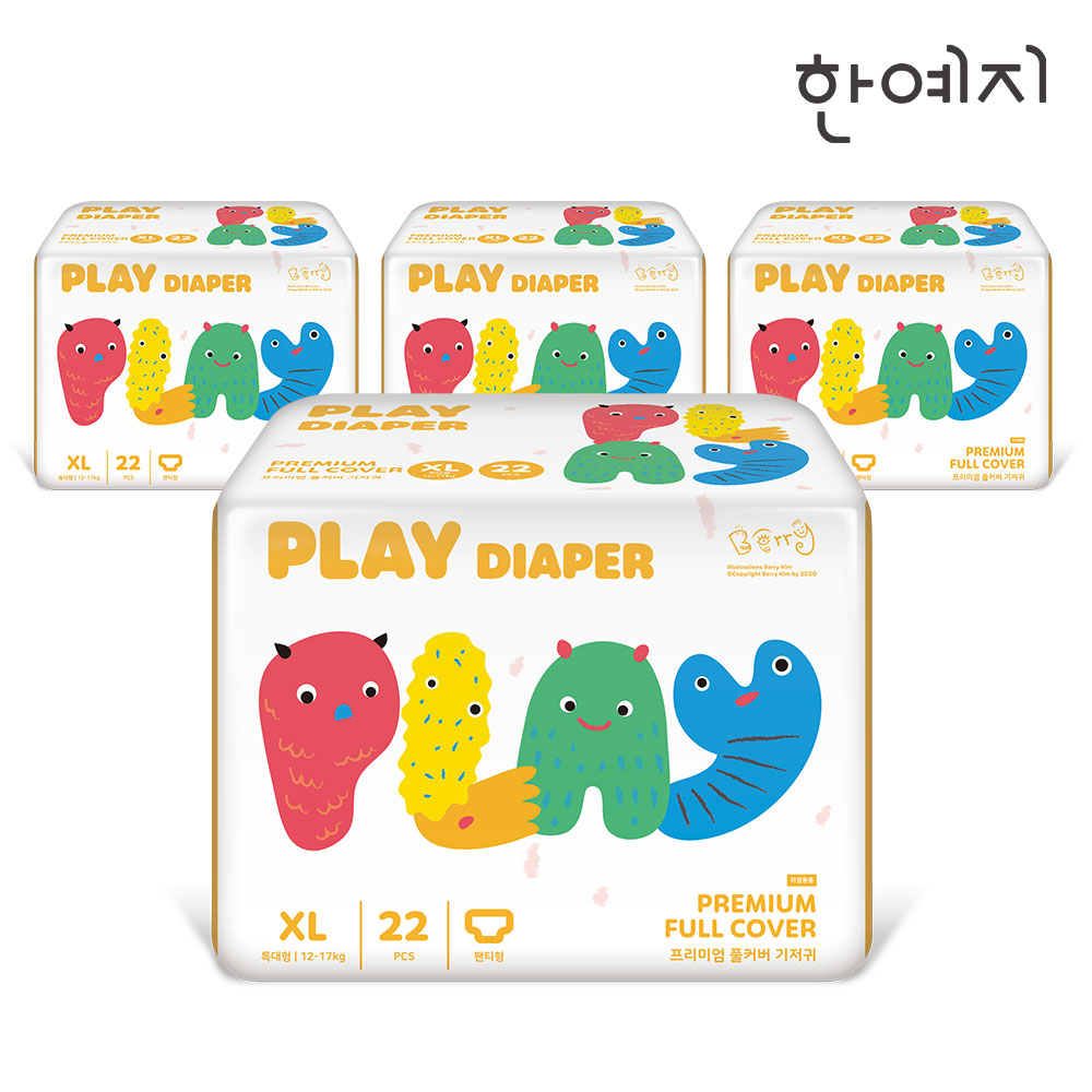 플레이 팬티 기저귀 특대형(XL) 5단계 12-17kg 22입X4팩 (총88입) 남녀공용 - 상품 이미지
