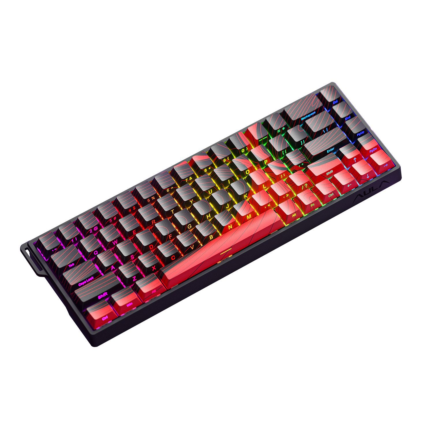 독거미 F108 AULA 키보드 풀배열 아우라 커스텀 기계식 108키 카라멜라떼축 정각 60HEmax판-융춘 자석축-적색 측각