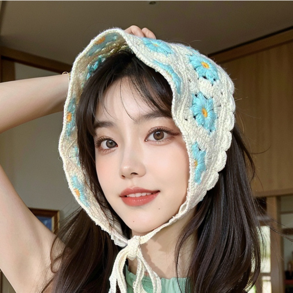 예쁜 여성 삼각두건 반다나 스카프 헤어 여름 레이스 꽃무늬 페이즐리 페션 요리 플라워 실내 - 상세 이미지 2