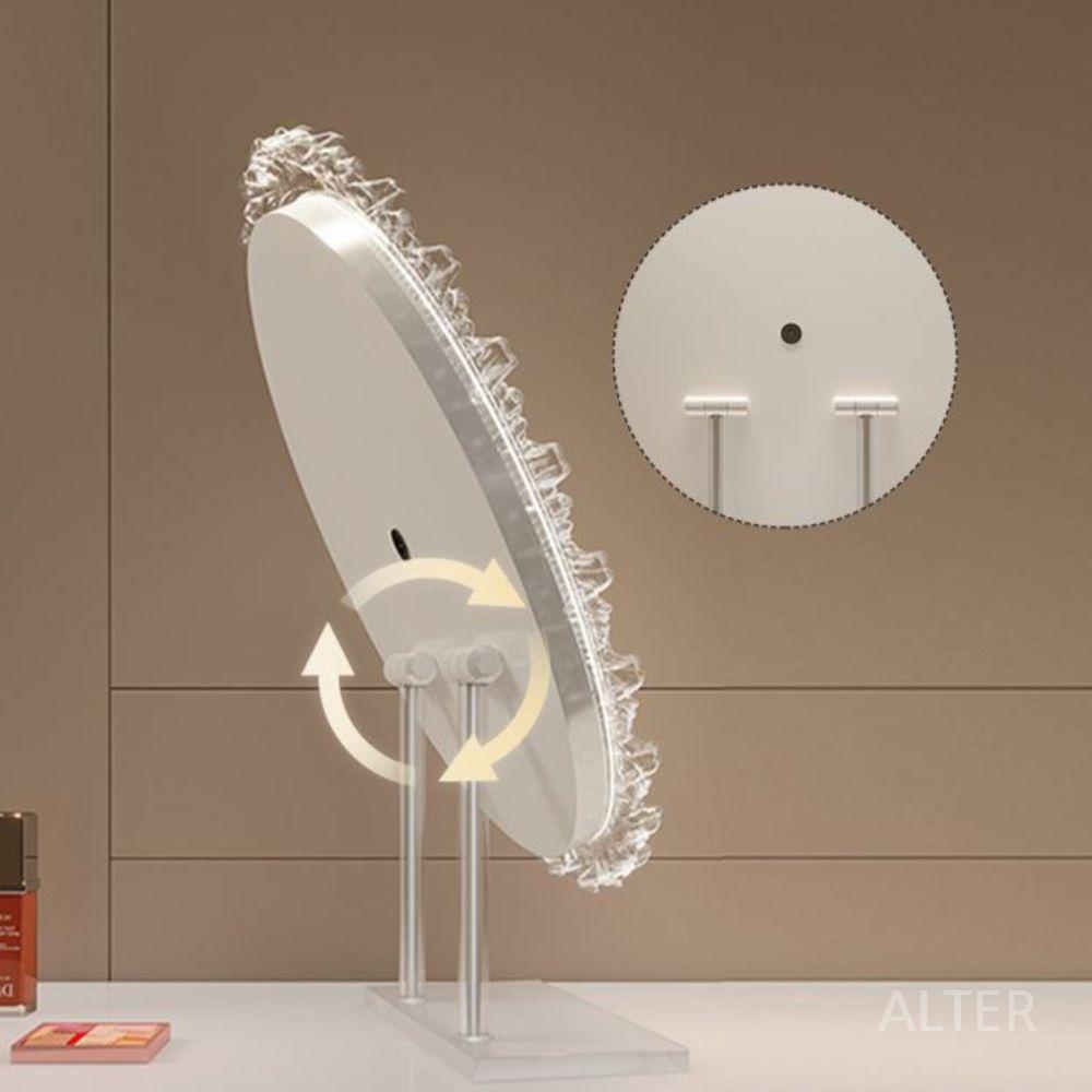 LED 거울 화장대 탁상거울 디자인 받침 조명 메이크업 직경 40cm 전원형 - 상세 이미지 3