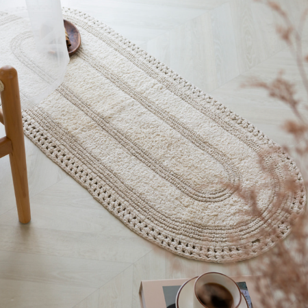 뜨개 라운드 타원형 소프트 주방매트 면 패브릭 발매트 침실 부엌 현관 욕실 주방 소품 러그