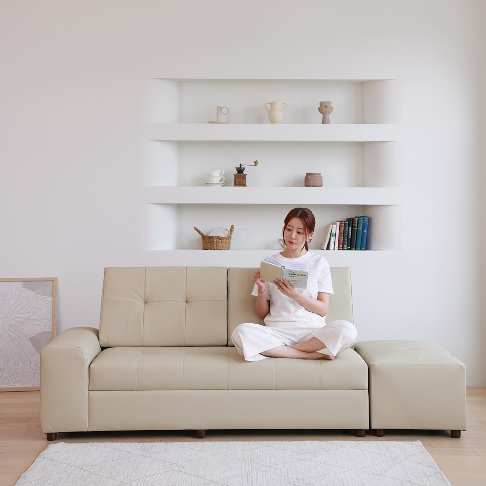 헤르본 CL라텍스 가죽 2인용 3인용 꺼짐없는 탄탄한 쇼파 소파 스툴세트