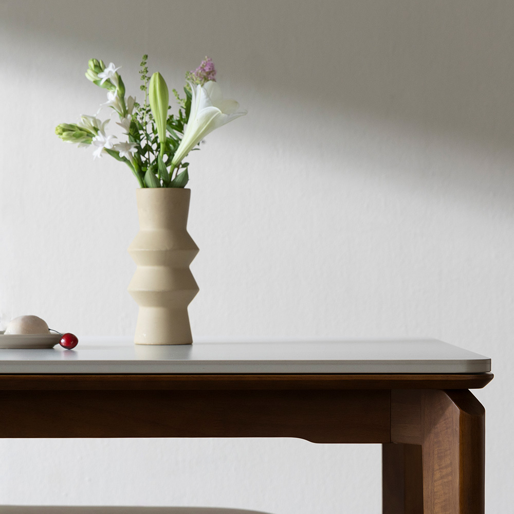 [4인 식탁] 미코하임 디에르 원목 18T 포세린 양면 세라믹 카페 식탁 테이블 1400mm, 월넛