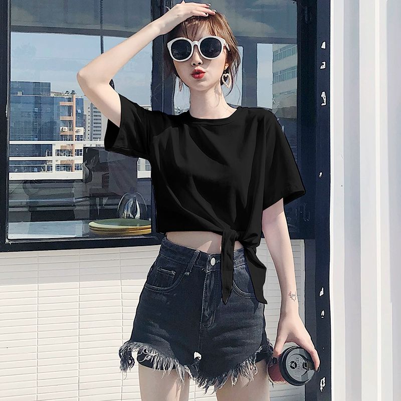 반팔 티셔츠 코디 시원한 오버핏 브이넥 클래식 블랙 라운드넥 - 상세 이미지 2