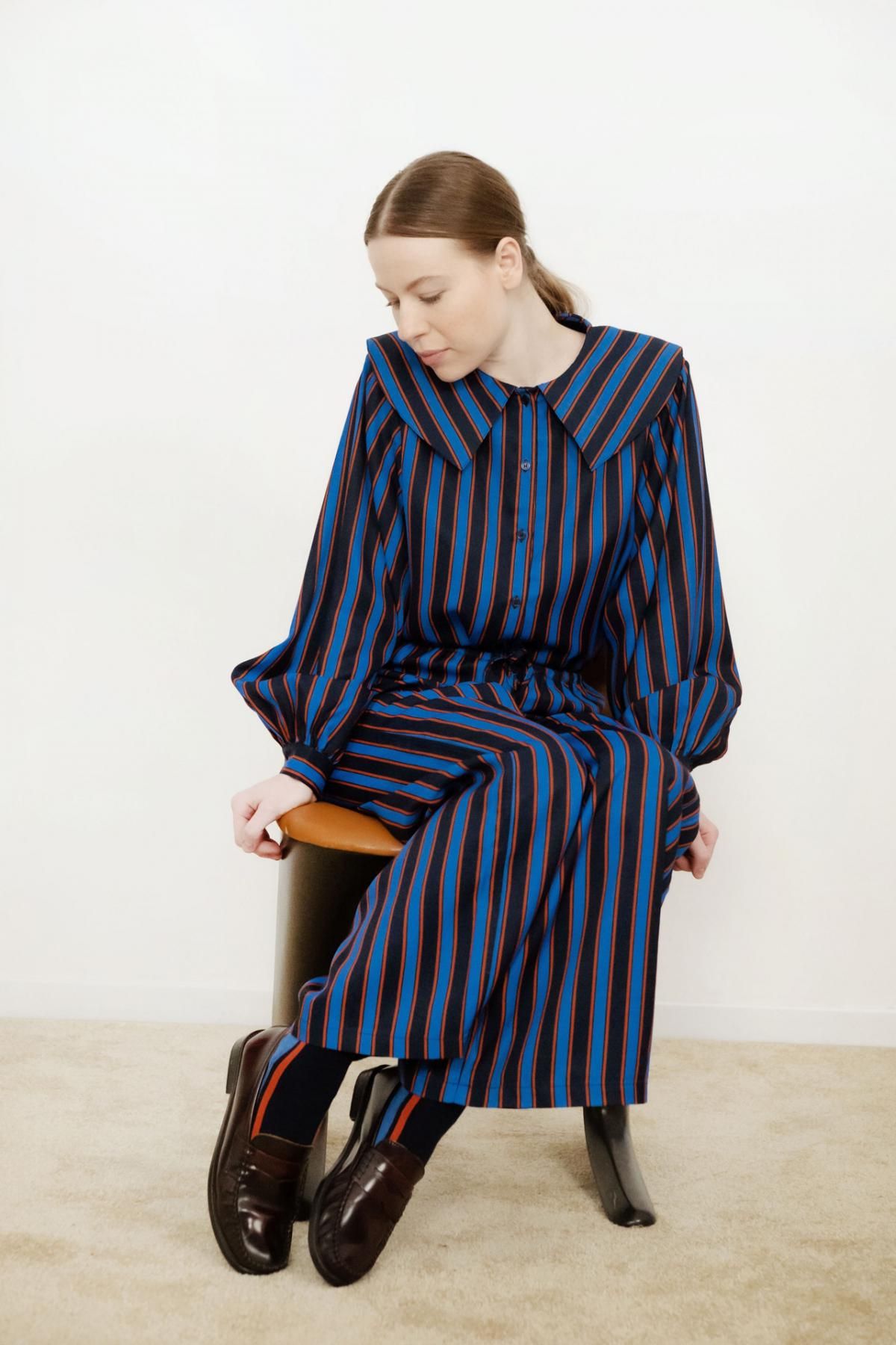 타이니코튼 네이비 스트라이프 와이드 팬츠 AW25-618107 ONE COLOR - 상세 이미지 3