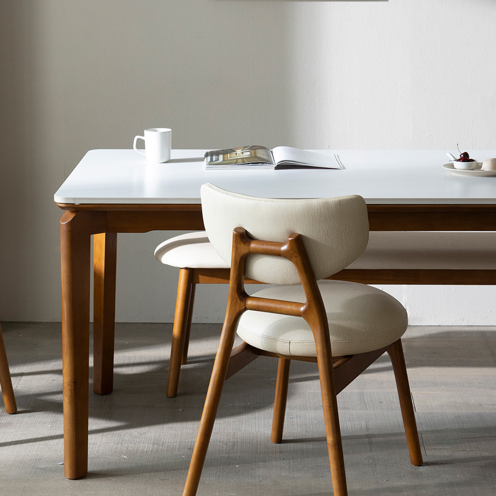 [4인 식탁] 미코하임 디에르 원목 18T 포세린 양면 세라믹 카페 식탁 테이블 1400mm, 월넛