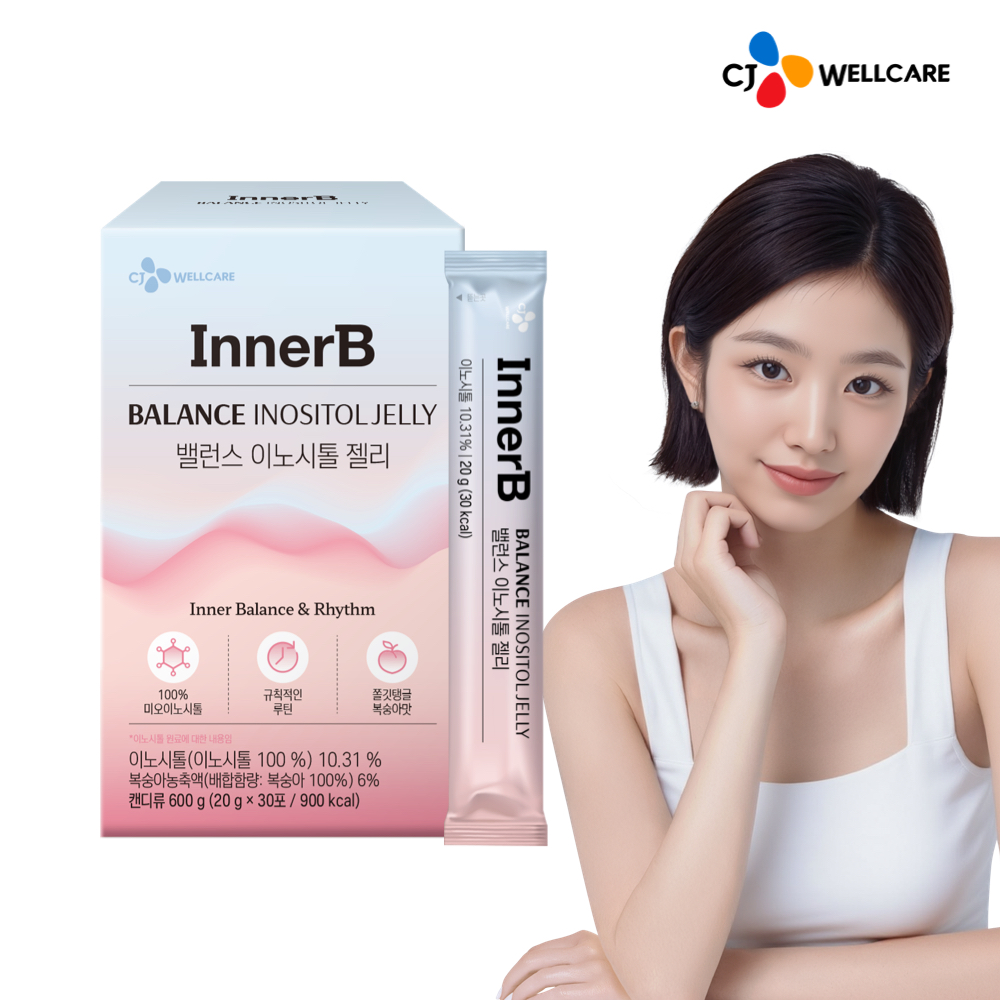 CJ 이너비 밸런스 이노시톨 복숭아맛 젤리 미오이노시톨 콜린 1박스(30포)