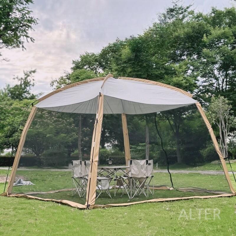 메쉬 쉘터 모기장 캐노피 데크 주택 텐트 조립 그늘막 3x3x2.1m 망사+차양 1장 - 상품 이미지