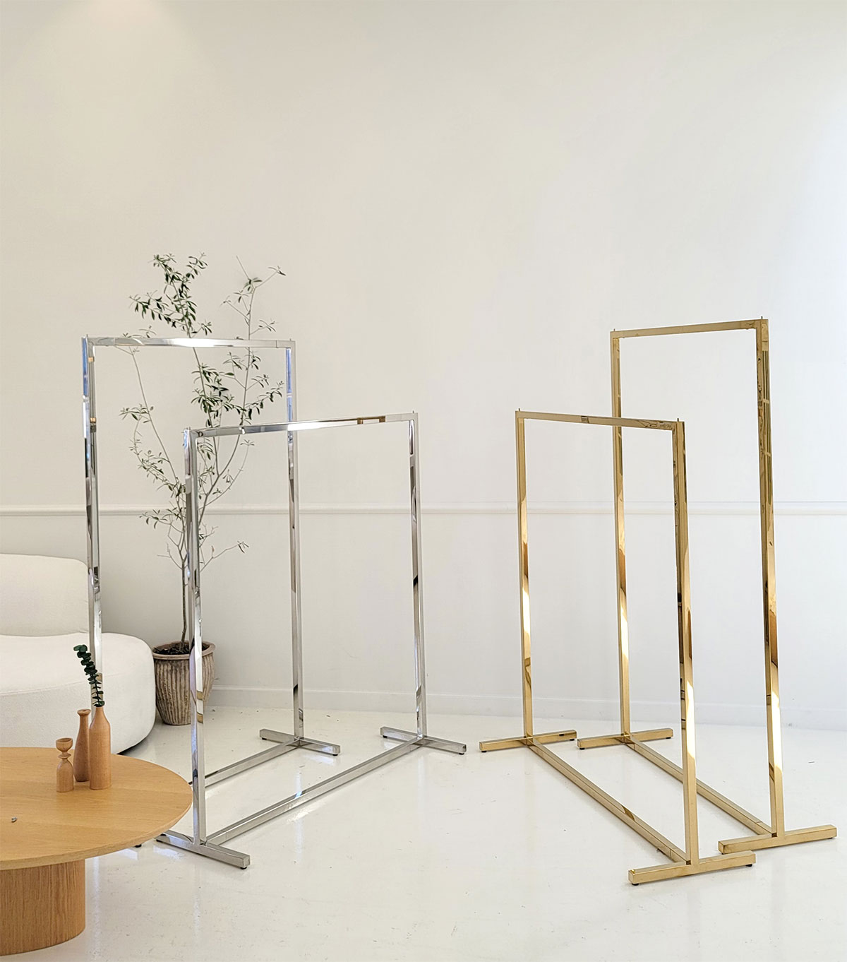 실버 골드 행거 튼튼한 이동식행거 스탠드옷걸이 의류매장 광택 가로1200 높이1300