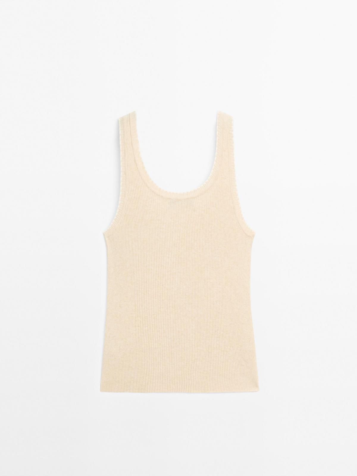 마시모두띠 100 코튼 골지 민소매 탑 6839/941 BEIGE MARL - 상세 이미지 4