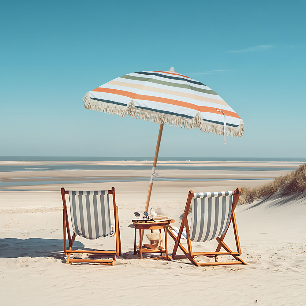 아이두젠 파라솔레 파라솔 대형 휴대용 비치 감성 캠핑 테슬 그늘막 면혼방 TC 원단 트로피칼