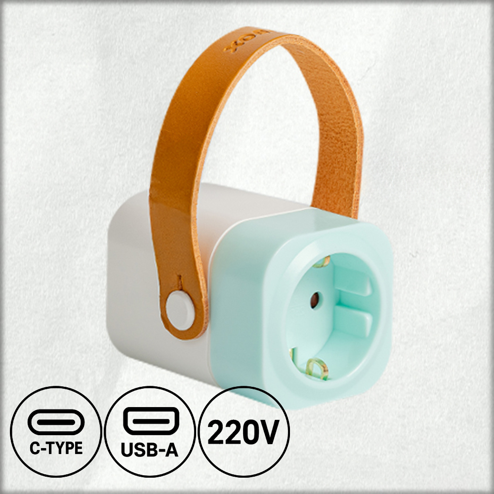 러그박스 예쁜 컬러 디자인 멀티탭 콘센트 USB C타입 1.37m, 민트, 1개 - 메인 이미지