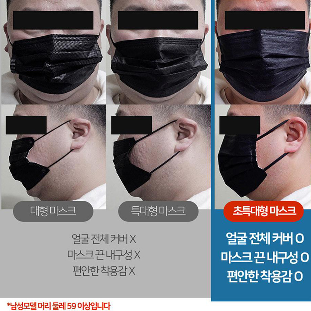 얼큰이마스크 빅사이즈마스크 마스크특대형 XXXL 100매 - 상세 이미지 2