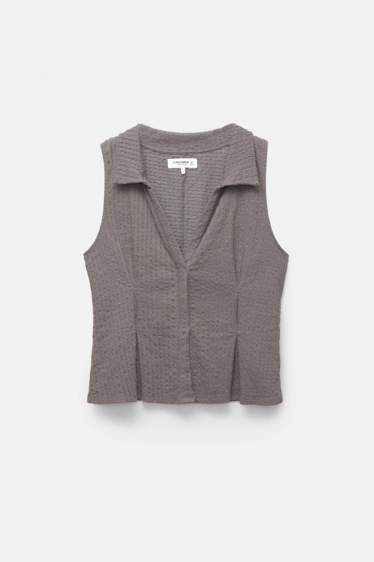 풀앤베어 텍스처 슬리브리스 카라 베스트 탑 7151/338 ANTHRACITE GREY - 상품 이미지
