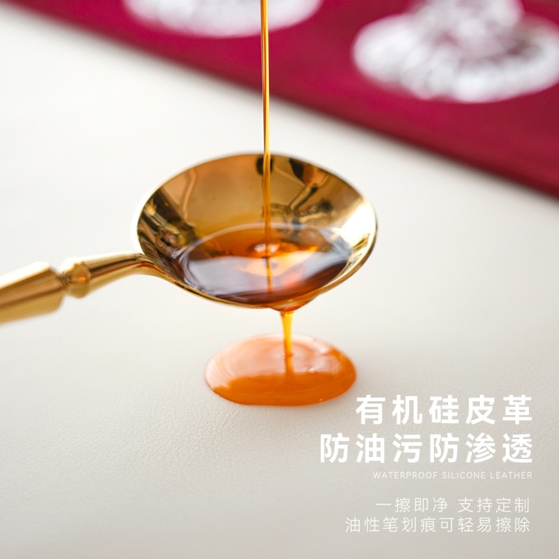 벨벳 방수 테이블보 고급 가죽 식탁보 인테리어 북유럽 식탁커버 유백색-주황색 140x180cm (1.2-1.3m) - 상세 이미지 5