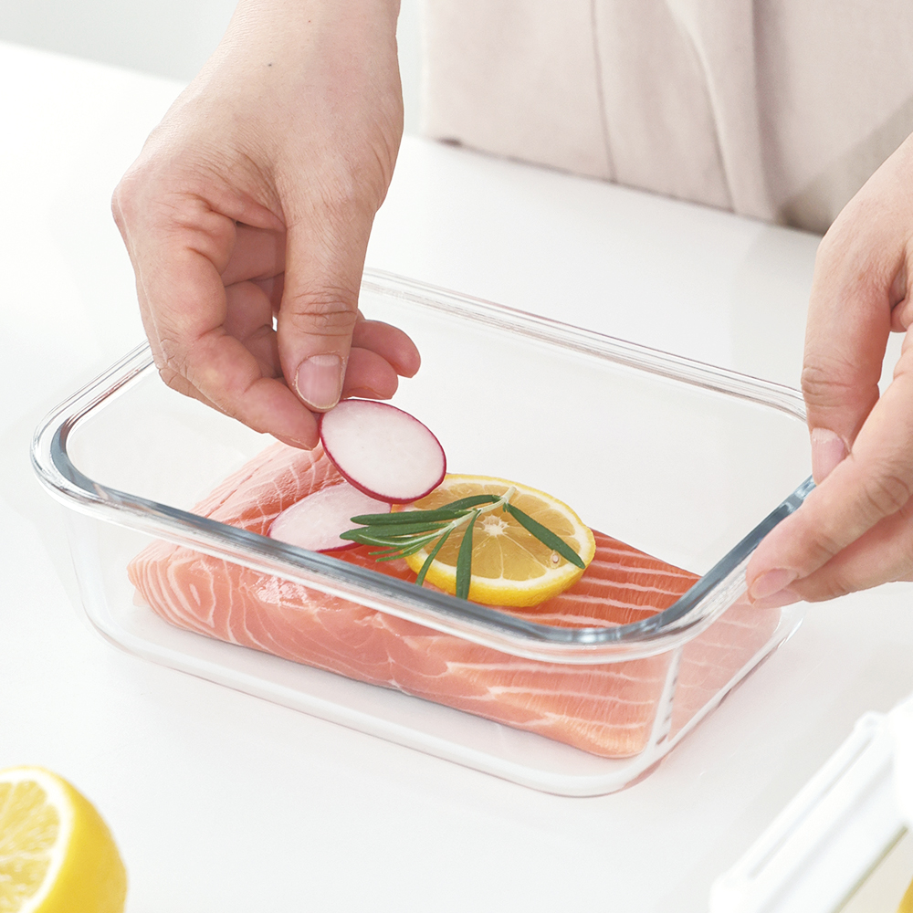 네오플램 클린 내열유리 반찬통 밀폐용기세트 12종, 직사각, 1세트