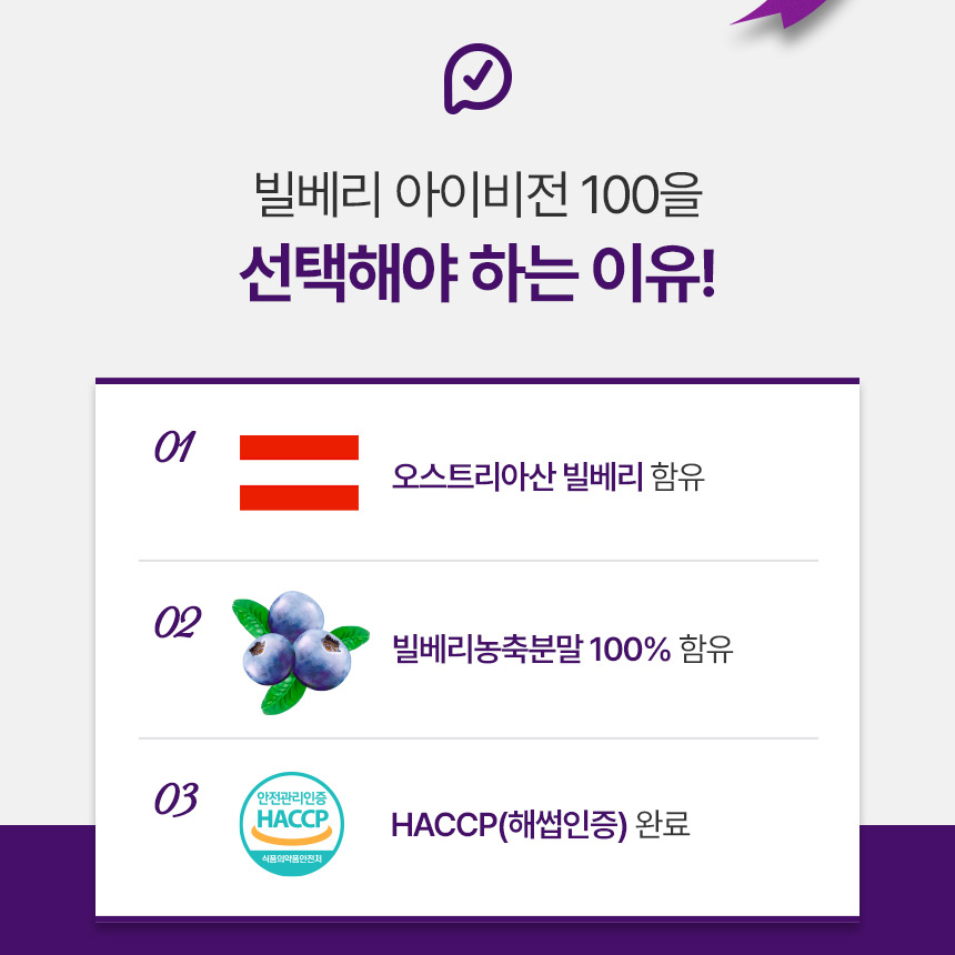 빌베리 농축 분말 정 안토시아닌 폴리페놀 60정, 3개 - 상세 이미지 3