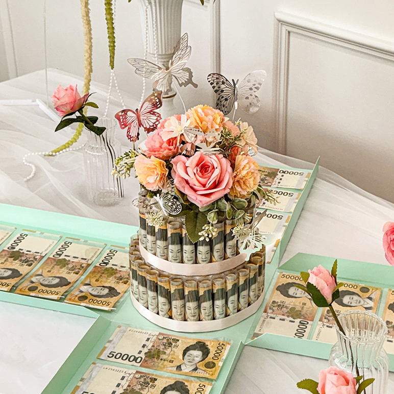 돈케이크 용돈 박스 부모님 이벤트 생신 환갑 팔순 서프라이즈 반전 잔치 어버이날 선물 민트