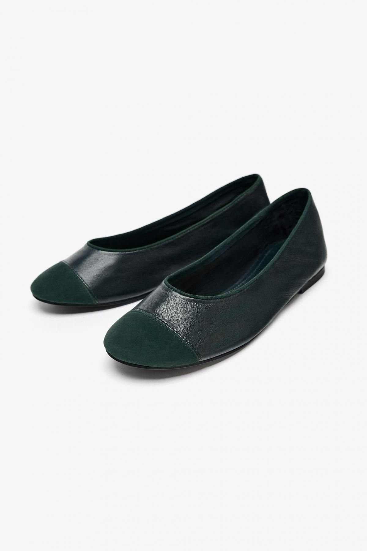 자라 레더 베이직 발레리나 플랫 슈즈 1501/510 DARK GREEN - 상세 이미지 2