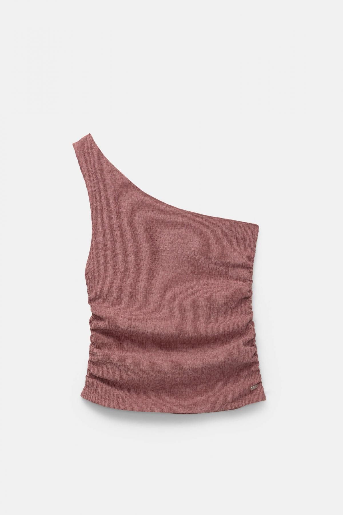 풀앤베어 비대칭 러스틱 크레이프 슬리브리스 탑 7151/346 PALE BURGUNDY - 상품 이미지