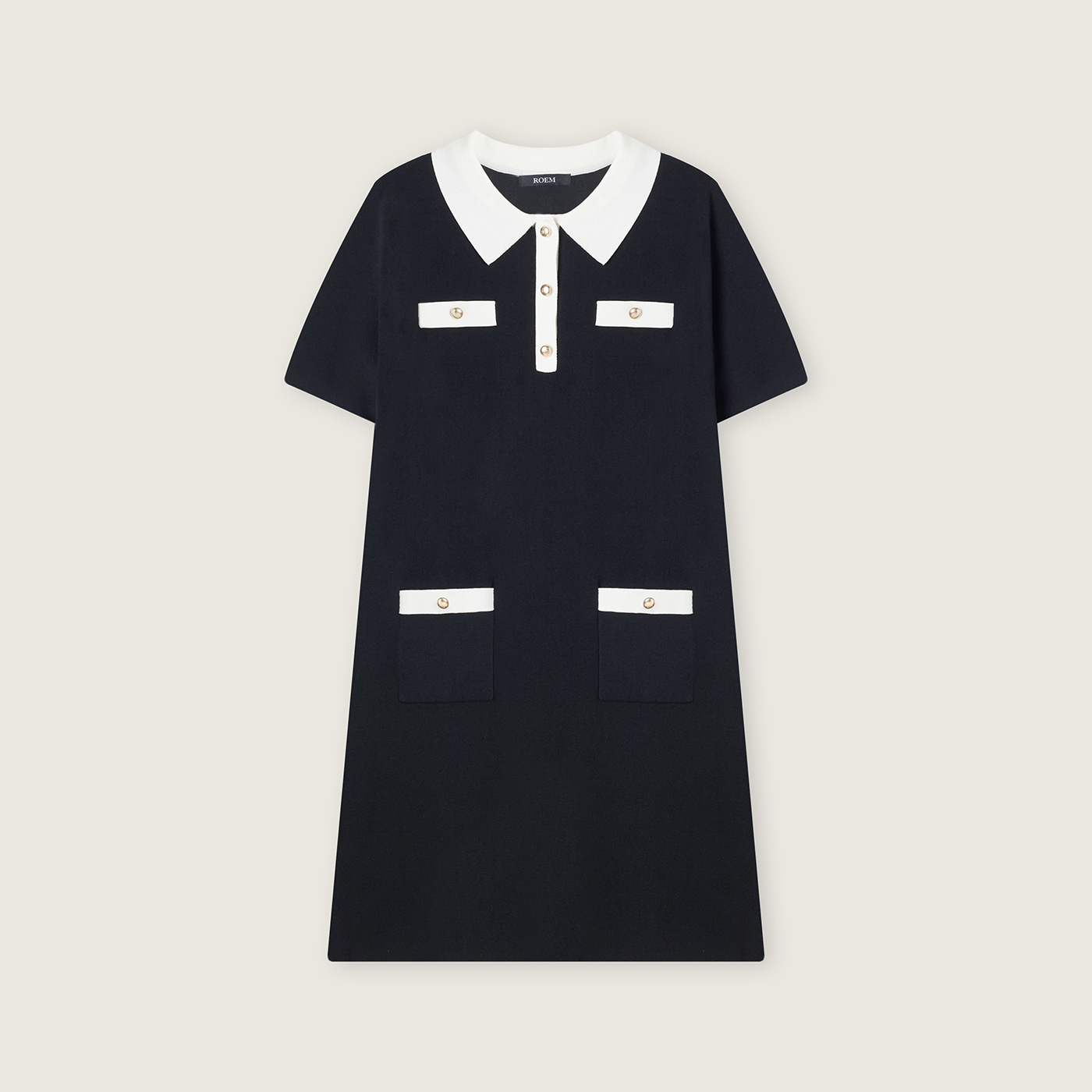 로엠 반팔 배색 원피스 RMOKF38S11