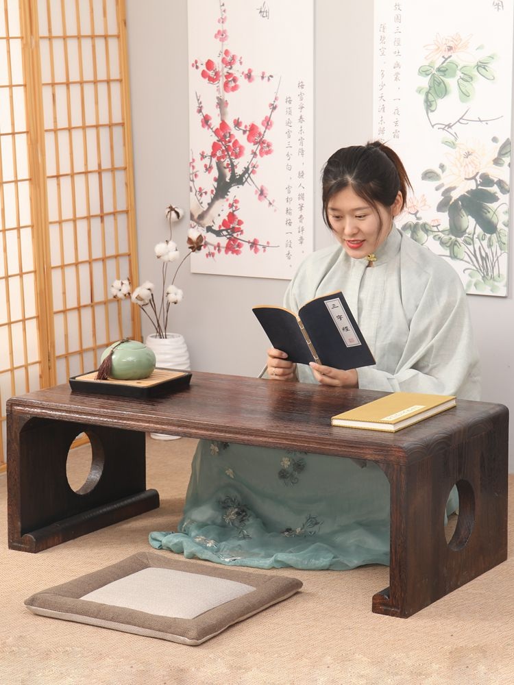 다도 다과상 전통 좌식 차상 전통찻상 손님 원목 월넛 교자상 찻상 티테이블 로스팅 60x40x30cm - 상세 이미지 2
