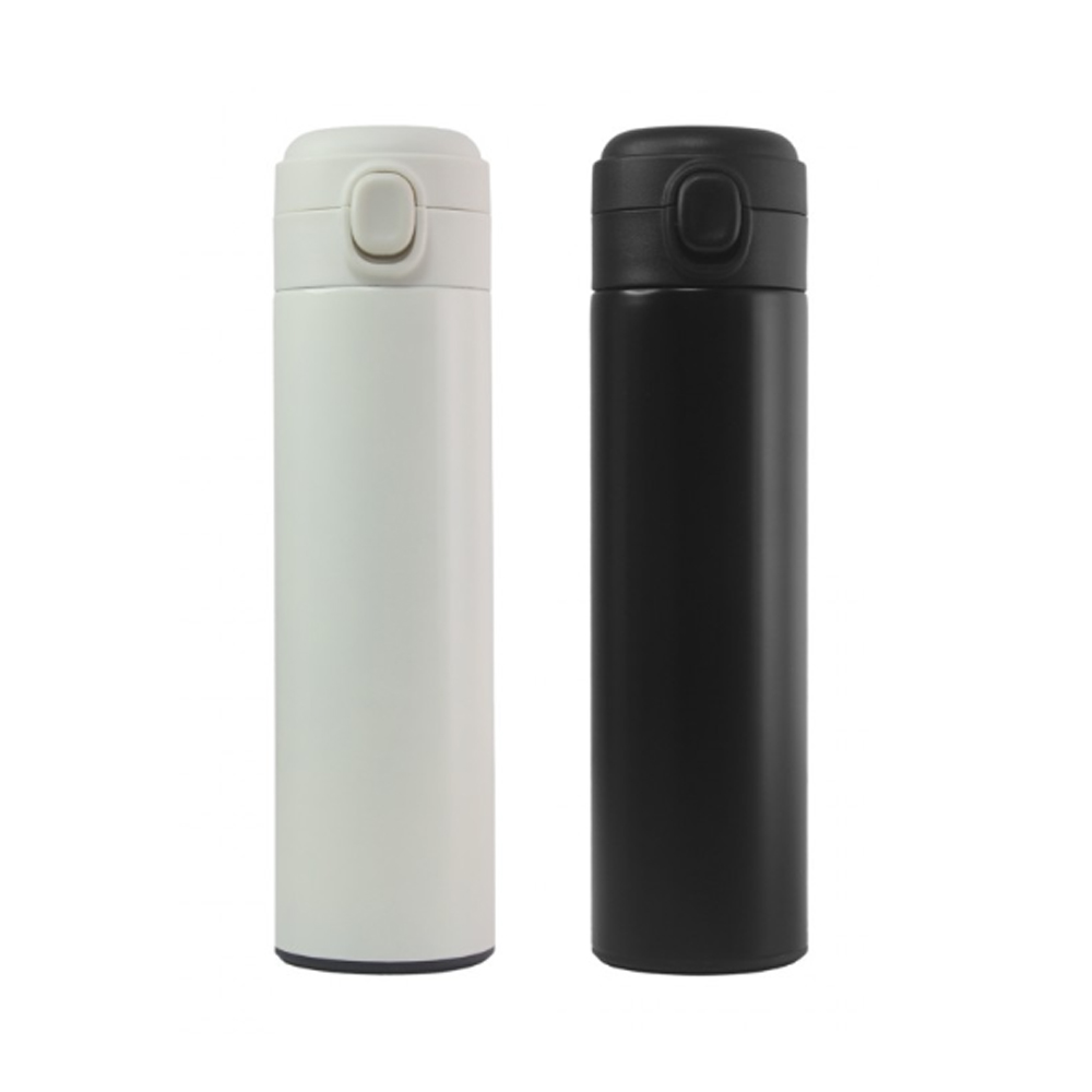 휴대용 각인텀블러 500ml 블랙 화이트 데일리 원터치 물병 - 상품 이미지