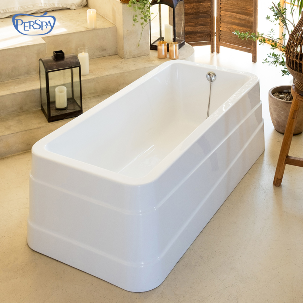 [덮개포함] 퍼스파 솔리드 아크릴 스트라이프 이동식욕조 1인용 1400 프리스탠딩 일체형