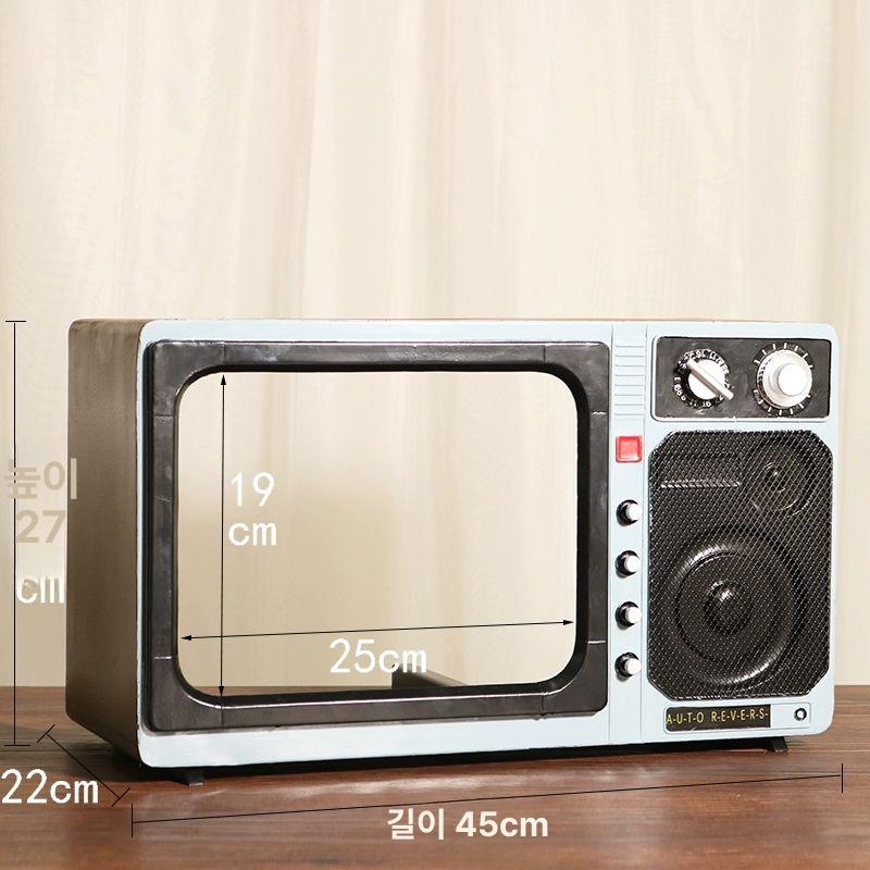레트로 tv 어항 인테리어 대형 블랙 옛날 키우기 베타 장식 모델 구식 수조 소품 구피 - 상세 이미지 4