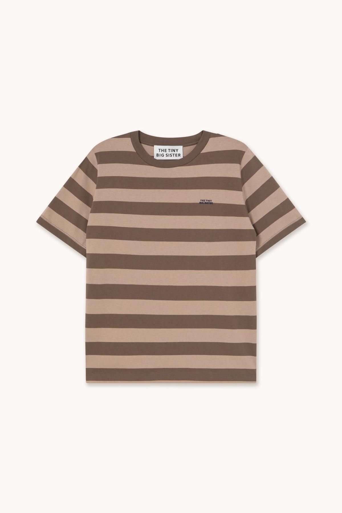 타이니코튼 브라운 카멜 스트라이프 코튼 반팔 티셔츠 AW25-776S45 CACAO / CARAMELO - 상품 이미지