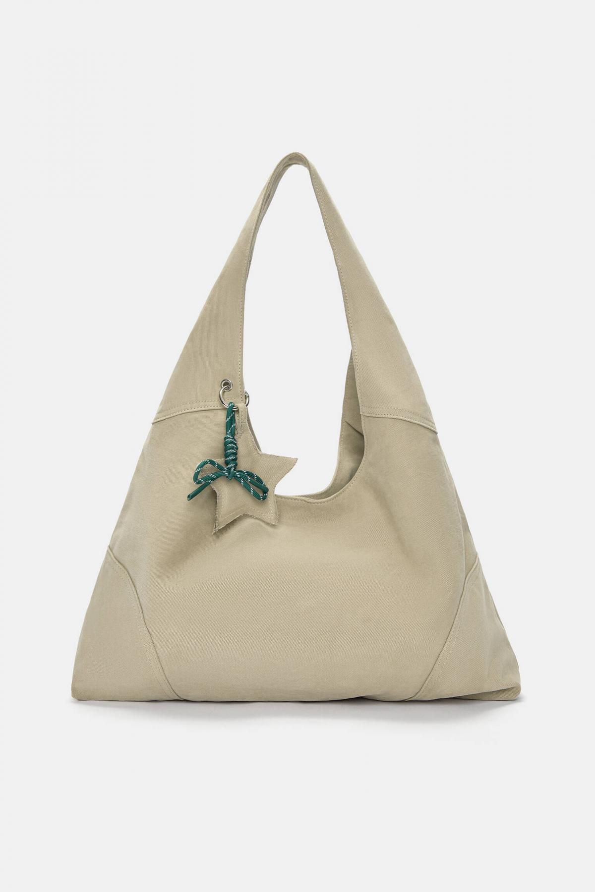 풀앤베어 스타 참 캔버스 쇼퍼백 4015/640 BEIGE - 메인 이미지