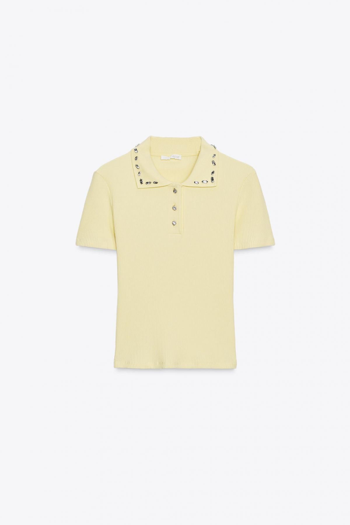 자라 주얼카라 골지 반팔 폴로셔츠 6050/005 YELLOW - 메인 이미지