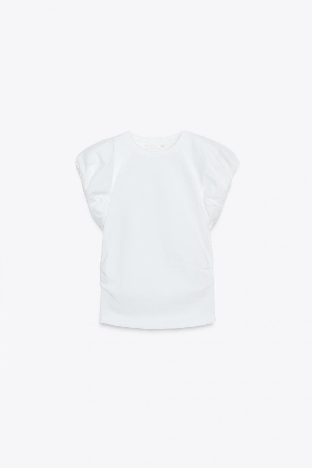 자라 미니멀 포플린 라운드넥 반팔 티셔츠 3253/812 WHITE - 메인 이미지