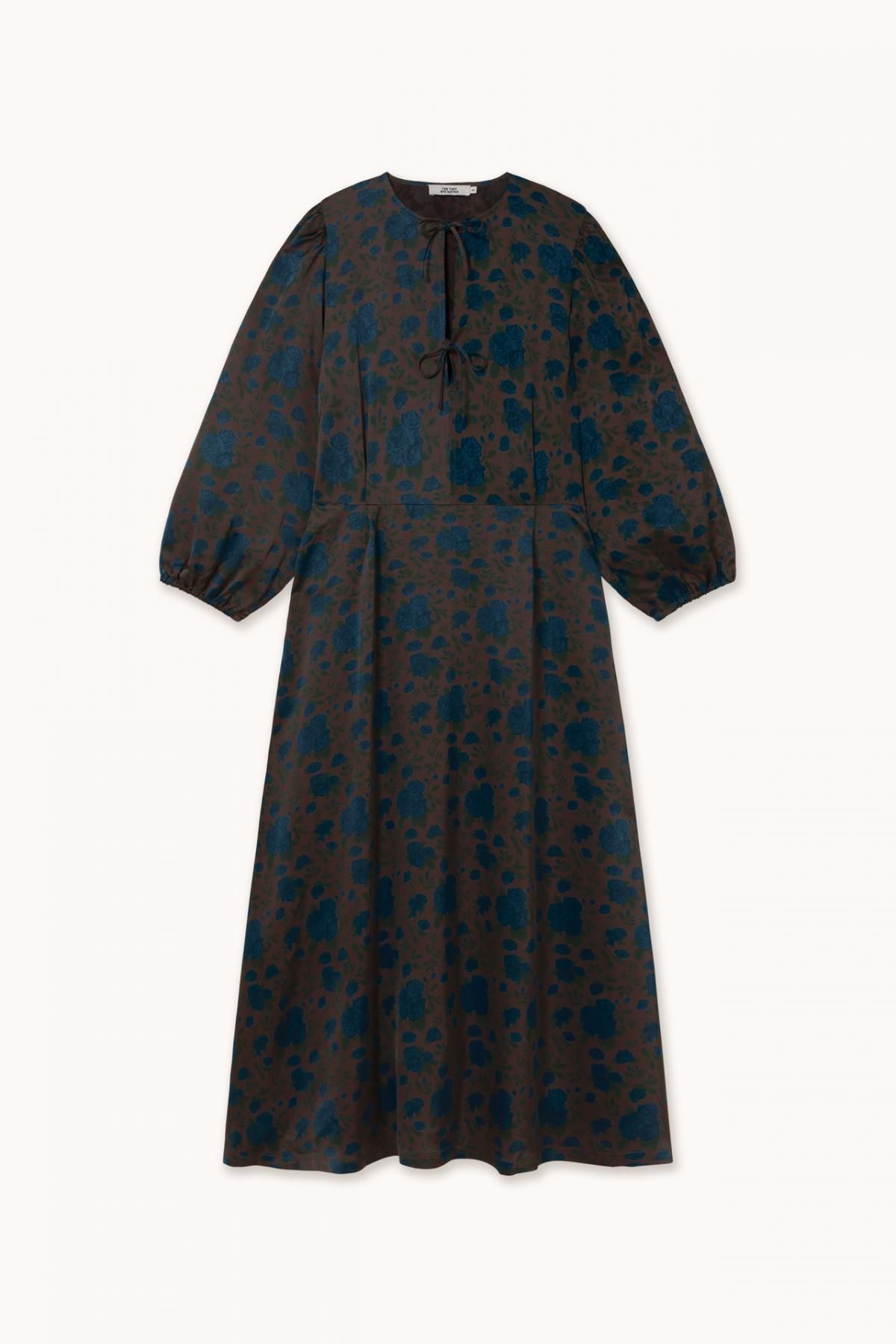 타이니코튼 다크 브라운 플라워패턴 미디 원피스 AW25-613M05 ONE COLOR - 상품 이미지