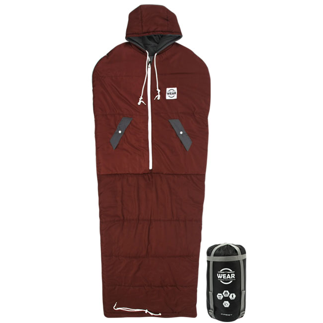 빈슨메시프 웨어 셀크백 입는 침낭 캠핑 사계절 백패킹 차박 경량 이불 1050g, 버건디
